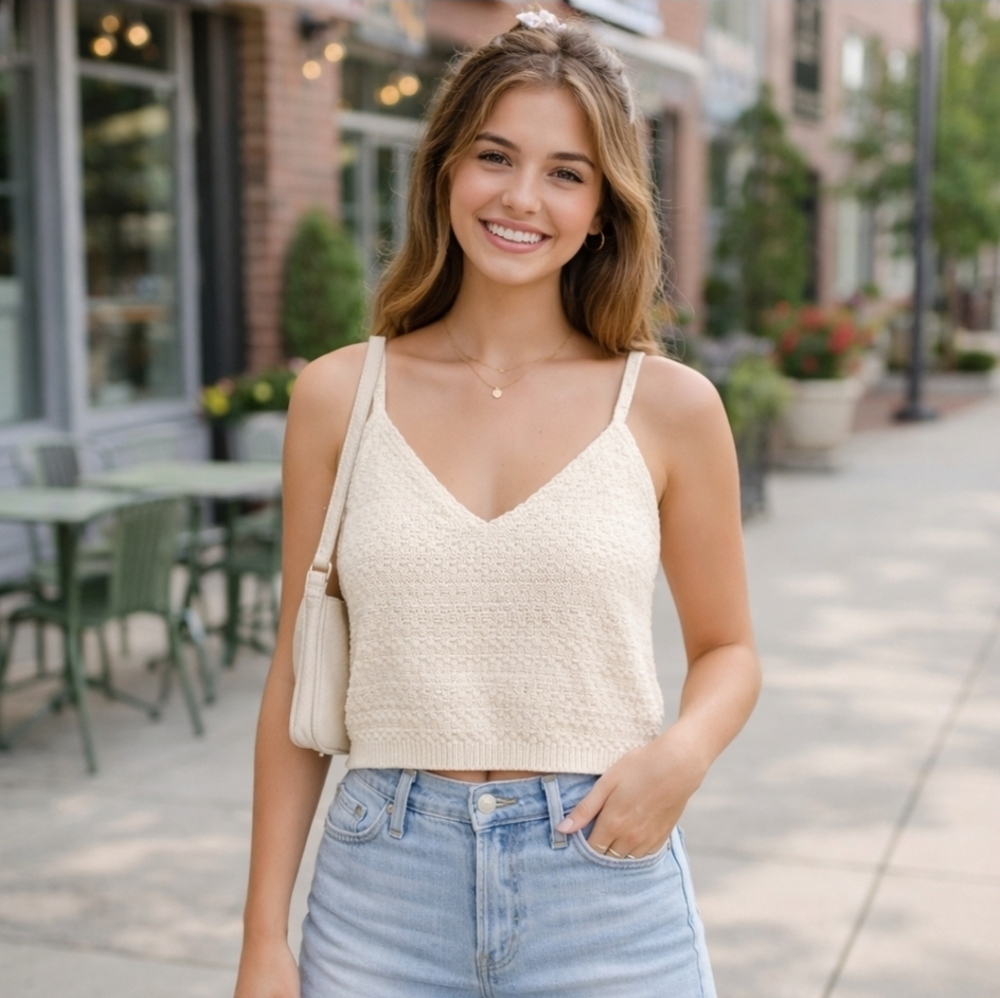 Wild Fable 100% Cotton Knit Sweater Tank XXL Cozy Soft Girl Boho Summer Crop Top